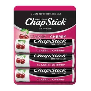 ChapStick Classic Moisturizer & Skin Protectant Cherry Lip Balm, 0.15 Oz, 3 Pack - Picture 1 of 8