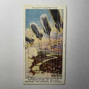 1938 WILLS’S AIR RAID PRECAUTIONS #46 REPRESENTATION OF BALLOON BARRAGE CARD