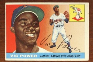 Vintage BASEBALL Card TOPPS 1955 VIC POWER Outfield Kansas City Athletics #30