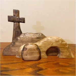 the Empty Tomb Easter Scene and Cross Decoration, Jesus Tomb Easter Tray Bundle - Picture 1 of 12