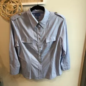 ESCADA Sport Women Sz 42 Blue Blouse Button Down Long Sleeve Shirt Nautical EUC - Picture 1 of 7
