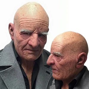 Old Man Mask Latex Halloween Cosplay Party Realistic Full Face Cover Headgear - Picture 1 of 17