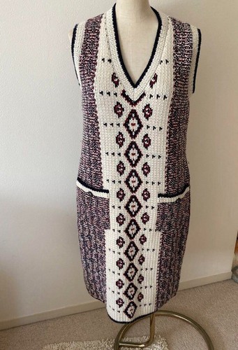 CHANEL P49640K06290 Abito in maglia donna taglia 42 colore nero e arancione Made in Italy