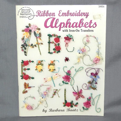 NEW Ribbon Embroidery Alphabets with Iron On Transfers by Barbara Baatz - Image 1 of 3