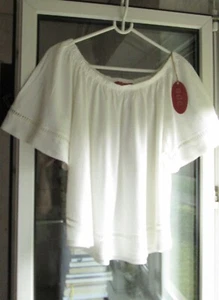 EDC ESPRIT DAMEN TUNIKA CARMEN SHIRT LEINEN LOCHSTICKEREI OFF WHITE M, 38 NEU - Bild 1 von 11