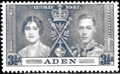 1937 Aden SC#15  CORONATION ISSUE MLH OG VF - Image 1 of 2