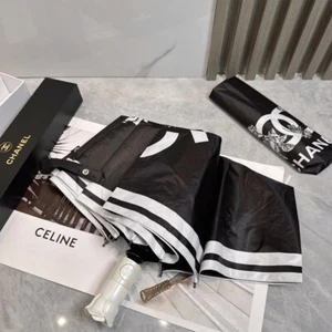 ChanelSchwarzer Taschenschirm Sonnen- und Regenschirm Unisex Leichtschirm - Bild 1 von 9