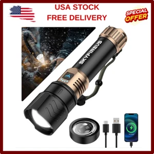 SKYFIRE Rechargeable Flashlight High Lumens, LED Flashlight with Ignition Len... - Picture 1 of 24