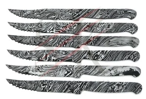 6 Damaststahl Steakmesser Rohling Klinge Messerbau 6er Set Wellenschliff Spitze - Bild 1 von 5
