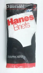 Ropa interior vintage 1985 Hanes Briefs para hombre talla 40 paquete sellado de 3 - Imagen 1 de 7