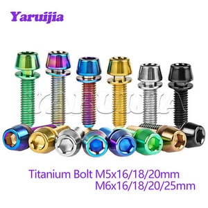M5 M6 Titanium Bolt Taper Hex Screw with Non-shedding Washer for Bicycle Stem - Picture 1 of 14