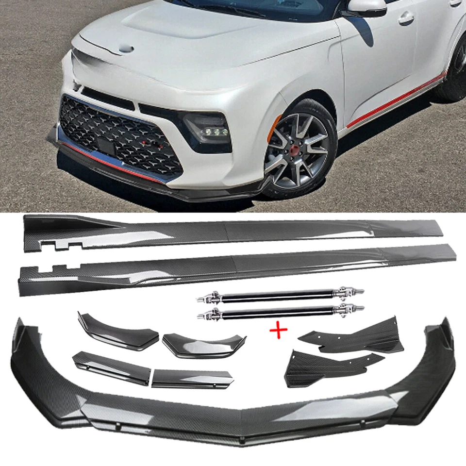 Carbon Fiber Front Bumper Lip Chin Spoiler For Kia Soul Hatch Body Side Skirt Foto 1 de 4