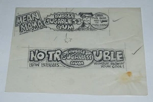 Arte conceptual Topps Bubble Gum años 70 significa mamá y sin problemas - Imagen 1 de 1