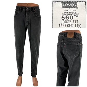 Levis 560 Jeans Mens 30 X 30 (actual) Loose Fit Tapered Black USA Vintage 2001 - Picture 1 of 13