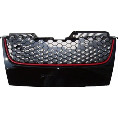 Fits VW 05-08 GOLF MK5 V GTI JETTA BLACK + RED FRONT BUMPER GRILLE NO Logo Foto 1 de 4