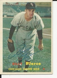 Autographed 1957 TOPPS BASEBALL #160 Billy Pierce Chicago White Sox card  - Picture 1 of 1