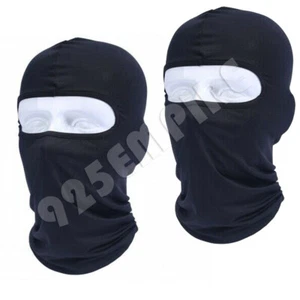 2 PCS Men's Black Balaclava Full Face Mask 100% Cotton Bike Ski Sports - Picture 1 of 3