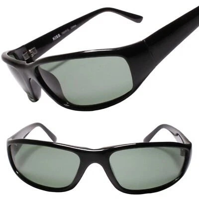 Gafas de sol retro Revival Deadstock clásicas rectangulares envolventes negras Foto 1 de 3