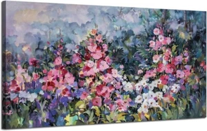 Arjun Flowers Wall Art Pink Elegant Painting Modern Abstract Colorful - Picture 1 of 6