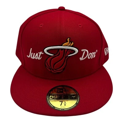 Gorra New Era X Just Don Miami Heat Talla 7 5/8 Roja 59Fifty Ajustada NBA Baloncesto Foto 1 de 4