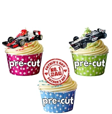 Día del Padre F1 Fórmula 1 Temática Precortada Comestible Taza Pasteles Decoraciones Papá  Foto 1 de 4