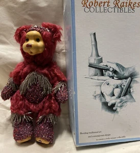 RARE Robert Raikes GARNET/Jan Bear Mohair Wood Signed 10” By Raikes, 208/250 - Picture 1 of 8