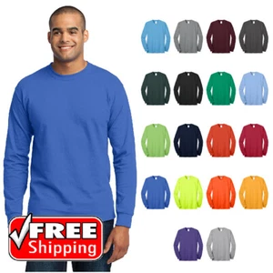 Port & Company BIG &TALL PC55LST Long Sleeve T-Shirt 50/50 Plain Blank Tee - Picture 1 of 14