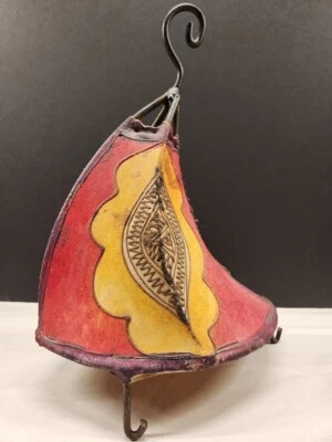 Lámpara de cuero marroquí para ocultar henna pantalla exhibición mesa decoración 13" h Foto 1 de 4