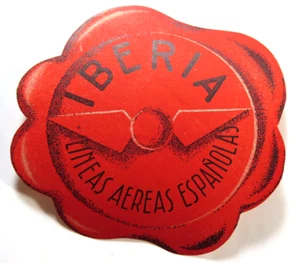Vintage Luggage Label Iberia Airlines Spain Lineas Aereas Espanolas - Picture 1 of 2