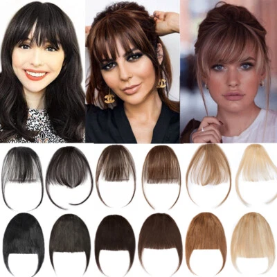 Тонкие воздушные аккуратные тонкие челки для человеческих волос зажим в бахрому Remy передние шиньоны толстые - Изображение 1 из 4