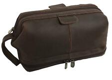Vintage Leather Toiletry Bag Men Dopp Kit Portable Travel Organizer