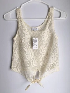NWT Delia’s Women's Cream Tie Front Lace Tank Top - Junior's Size M - Picture 1 of 4