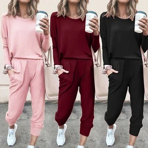 2PCS Women Tracksuits Set Lounge Wear Long Sleeve Top +Pants Suit Loungewear Set - Picture 1 of 15
