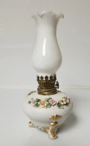 Vintage Hurricane Lamp Floral porcelain lefton china  - Picture 1 of 6