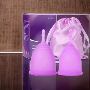 2 PACK Menstrual Cups, Reusable Period Cups Kit for Girls & Women, Silicone Soft - Picture 1 of 7