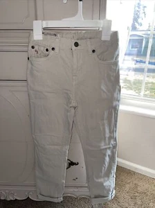 Ralph Lauren Denim Beige Jeans Kids Slim Stretch Boys Size 7 - Picture 1 of 9