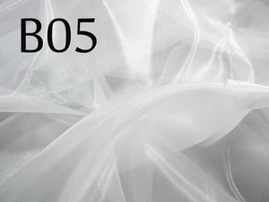 B05 (Per Yard) White Good Thick Sparkle Organza Fabric Bridal dress Material - Picture 1 of 4