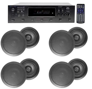 6000w (6) Zone, Home Theater Bluetooth Receiver+(8) Black 6.5" Ceiling Speakers - Picture 1 of 11