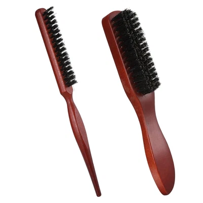 Paquete de 2 cepillos de pelo de cerdas de jabalí para mujeres y hombres, reduce el frizz, agrega brillo Foto 1 de 4