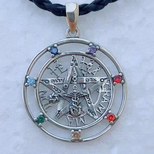 3D Tetragrammaton Chakra Pendant Sterling Silver 925 – Spiritual Amulet Gift - Picture 1 of 10