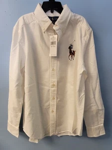 Polo Ralph Lauren White Button Down Long Sleeve Shirt Size Medium 10-12 - Picture 1 of 7