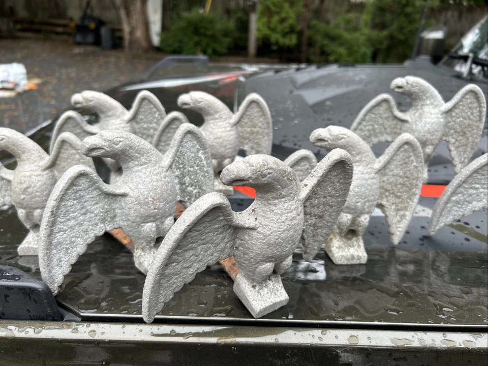 Set 8 Salvaged Antique Cast Metal Roof Eagles Snow Ice Stop Breaker Guard - Image 1 of 4