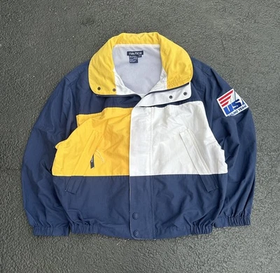 Vintage Nautica Sailing Team Colorblock Jacket Size Large Fullzip Windbreaker - Image 1 of 4