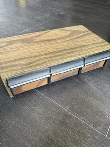 Vintage 80s 3 drawer VHS VCR Tape Storage Case Holds 36 Tapes Faux Wood Grain - Picture 1 of 5