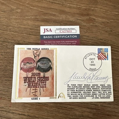 Sandy Almost Jr Signed FDC 1995 World Series Gateway Catcher JSA  - Image 1 of 2