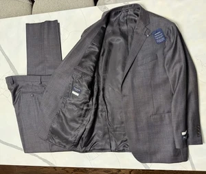 Jos. A. Bank Reserve 46R(40W)  Brown Plaids  Suit- Luxury Italian Wool - Picture 1 of 16