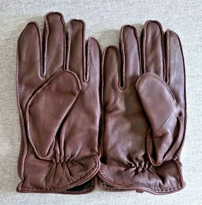 Guantes vintage para hombre de cuero marrón suave forrados de poliéster polar talla grande - Imagen 1 de 13