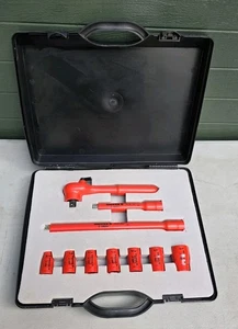 Knipex 10-Pieces Safety Compact Socket Tool Set 3/8" Drive SAE 1000V Insulated - Picture 1 of 2
