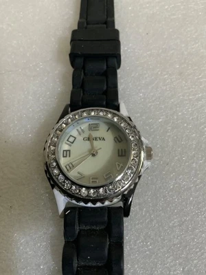 Geneva Women’s Watch-Mother of Pearl Face-Rhinestones-New Battery-Works - Image 1 of 4