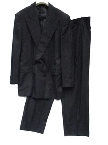 Hickey Freeman 43L Wolle Kaschmir Zweireiher Gestreift Anzug Spitzes Revers Regent - Bild 1 von 22